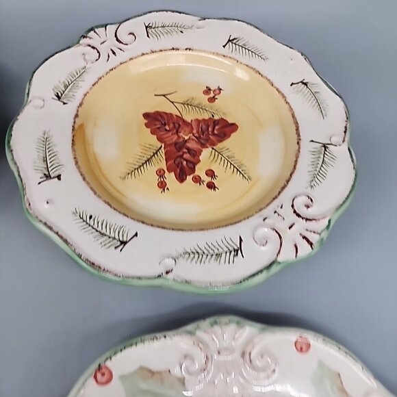 Set Of 4 Royal Norfolk Christmas Stoneware Dessert/Salad Plate  8.5" - Picture 4 of 7